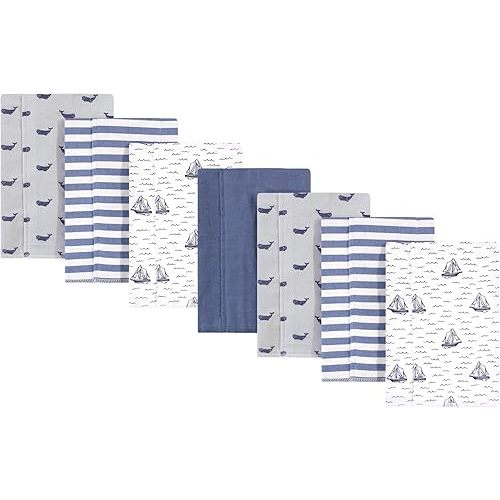Hudson Baby Unisex Baby Cotton Flannel Burp Cloths, Sailboat, One Size
