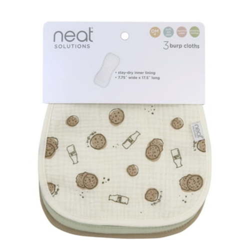 Neat Solutions 3 Pack Muslin Unisex Burp Cloths
