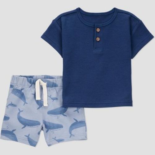 Carter's Just One You®️ Baby Boys' Textured Whale Top & Bottom Set - Navy Blue 3m