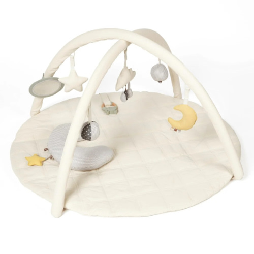 Organic Cotton Cozy Baby Playmat with Mirror, Tummy Pillow and 6 Toys