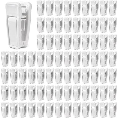 80 Pcs Plastic Baby Hanger Clips Slim-line Finger Clips Set for Clothes Hanger Velvet Hanger (White)