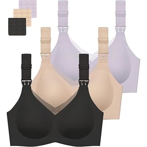 Gailife 3 Pack Nursing Bras for Breastfeeding Seamless V Neck Mesh Maternity Bra Comfort Pregnancy Sleep Bralette