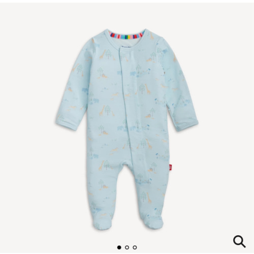 Magnetic Footie- Blue Serene Safari, Size: 0-3mo