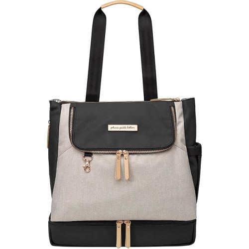 Petunia Pickle Bottom Pivot Backpack, Multiple Carrying Options, Insulated Pockets, Modern Silhouette, Roomy Interior, Sand/Black