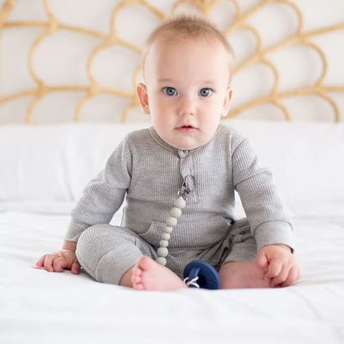 Loulou Lollipop Silicone Soother Pacifier Clip Binky Holder for Newborn and Baby - Color Block - Sage