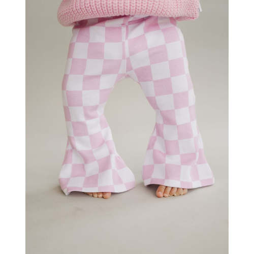Checkered Flare Pants | Pink