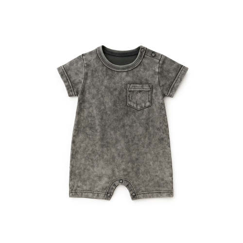 Acid Wash Shortie Romper - Black