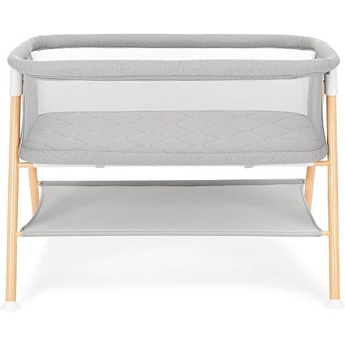 Newton Baby Essential Bassinet – Ultra-Breathable, Completely Washable, More Airflow for Safer, Cooler Sleep, Non-Toxic, Bedside Sleeper, Storage Shelf