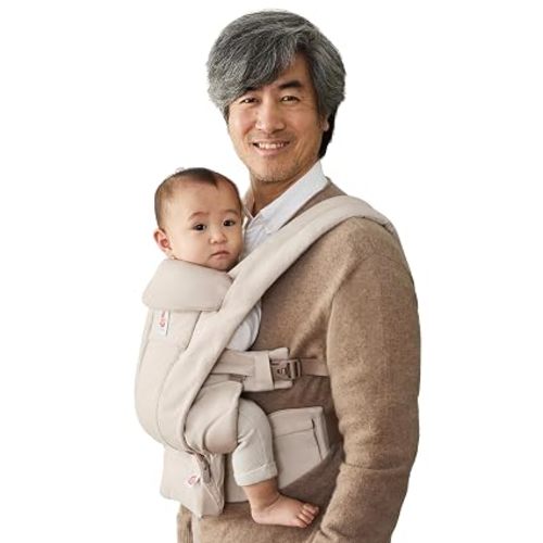 Ergobaby Omni Deluxe Baby Carrier for Newborn to Toddlers 0-48 Months (7-45 lbs) - 4-Position 100% Premium Cotton Baby Carrier with Ergonomic Support, Storage Pockets, and Sun Hood - Natural Beige