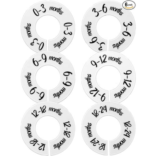 Baby Closet Dividers Unisex Baby Closet Organizer for Nursery Baby Clothes Size Age Dividers Fits 1.5" Rod D1-YXCMFGP
