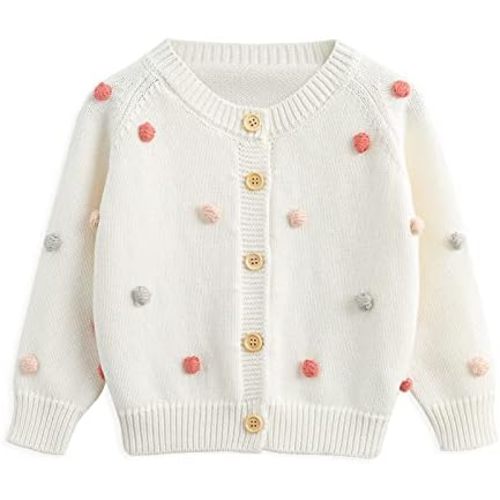 Simplee kids Baby Sweater Cardigan Jacquard Cable-Knit Spring Coat Long Sleeve Cardigan for Baby Girl