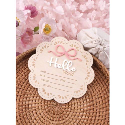 1pc Hello Word Bow Shaped Baby Birth Announcement Sign, Wooden Baby Name Plaque, Baby Shower Decoration, Photo Prop For Newborn Boy/Girl for Sale Australia| New Collection Online| SHEIN Australia