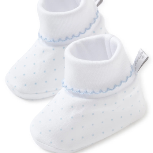 White/Blue New Kissy Dots Print Booties