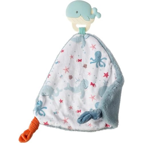 Mary Meyer Chewy Crew Soothing Baby Teether Lovey, 10-Inches, Whale
