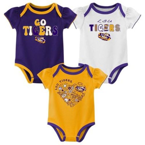 Ncaa Lsu Tigers Infant Girls' 3pk Bodysuit - 3-6m