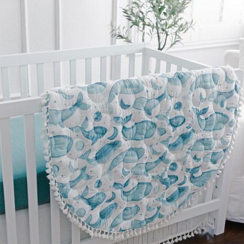 Crane Baby Cotton Quilted Playmat - Caspian Whales