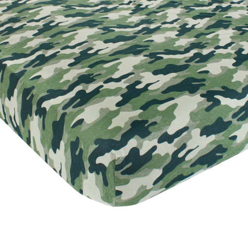 Hudson Baby Cotton Fitted Crib Sheet, Camo, Fits Standard Crib & Toddler Mattress