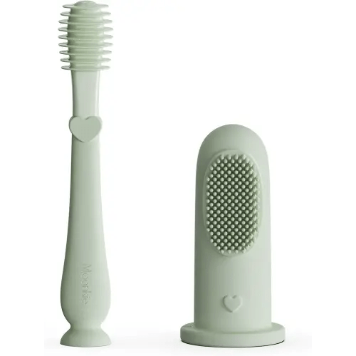 Moonkie Baby Finger Toothbrush Tongue Oral Cleaner Kit for 3 Months +, 2 Pcs (Mint)