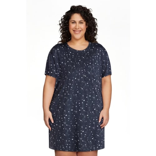 Joyspun Women’s Dreamy Soft Collection Short Sleeve Sleep Shirt, Sizes S/M to 2X/3X