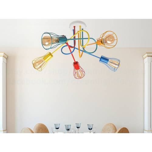 5 colored mounted cage lights