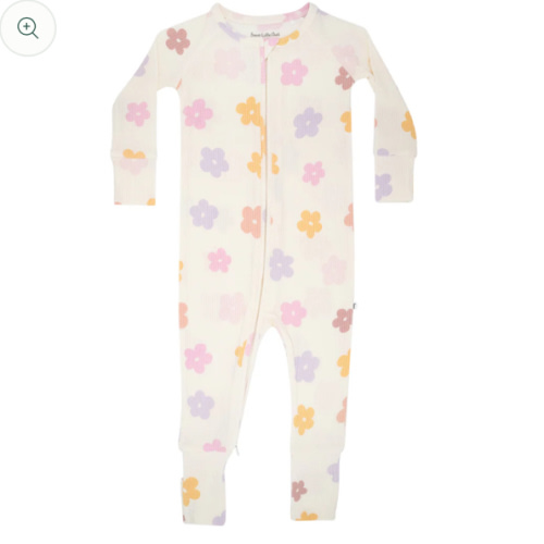 Big Daisies Small Ribbed Zip Romper - newborn
