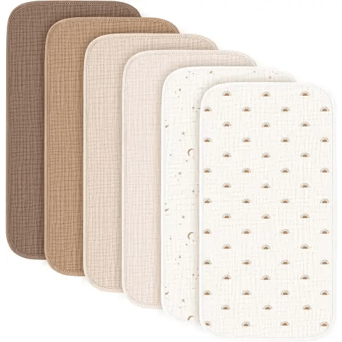 Konssy 6-Pack Muslin Baby Burp Cloths, Large 100% Cotton Burping Clothes, Soft & Absorbent for Newborns, Baby Boys and Girls