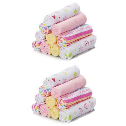 Spasilk 20-Pack Terry Washcloth Wipes for Newborns and Infants, Pink Stripes, Perfect Baby Shower Gift