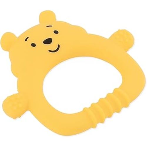 Bumkins Disney Baby Teething Freezer Toy Keys Rings, Soft Flexible Platinum Silicone Pacifier to Chew, Cool Teether Gum Relief, Essentials for Babies 3 Months, Freezable, Sensory, Winnie the Pooh
