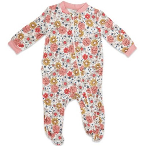 Milkberry Soft Rayon of Bamboo Pajamas Full Body Sleepwear for Infants Baby Girls Floral Pink Size 3-6 Months
