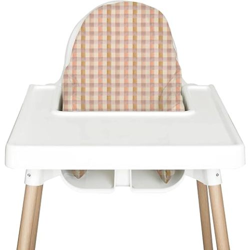 IKEA Highchair Cushion Cover for Inflatable Cushion, Compatible for IKEA Antilop Highchair Accessories, Stain-Proof&Wipeable Cushion Cover(Cushion NOT Included) (Pastelchecks)