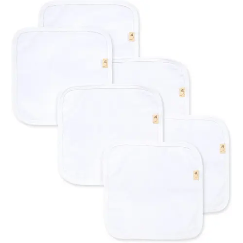 Burts Bees Baby Infant Washcloths Made of 100% Organic Cotton, Soft and Super Absorbent Knit Terry Cloths, 6-Pack Newborn Bath Essentials, Heather Gray and White Wash Cloths