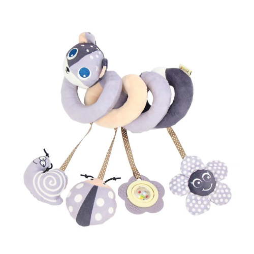 RoamReady Baby Car Seat Toy, Spiral Plush Rattle Toy with Teether for Infant Stroller, Bear