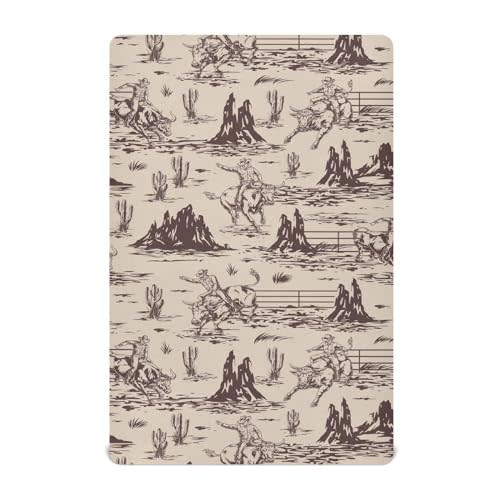 Mazeann Western American Cowboy Crib Sheets Soft Breathable Fitted Baby Crib Sheets Mattress Cover for Girl Boys, 52" x 28" x 9"