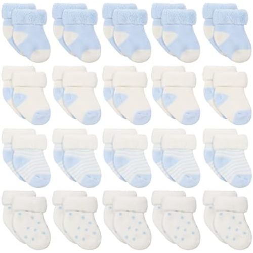 Janmercy 20 Pairs Preemie Socks Premature Newborn Baby Socks Preemie Baby Terry Bootie Socks Warm Preemie Socks for Preemie