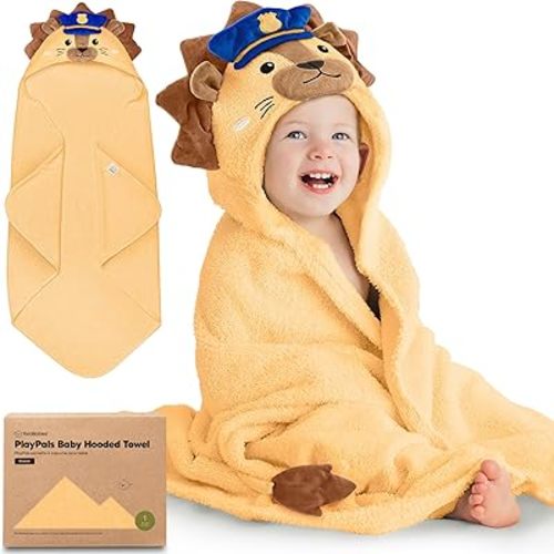 KeaBabies Organic Baby Towel with Hood for Girls, Boys - Soft, Absorbent, 100% Cotton Hooded Baby Towels for Newborns, Infants, Large Hooded Bath Towels for Babies, Kids, Toddler 1-3 (Leo)