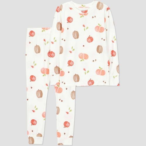 Carter's Just One You® Toddler 2pc Short Sleeve Comfy Soft Pumpkins Pajama Set - Cream 18M