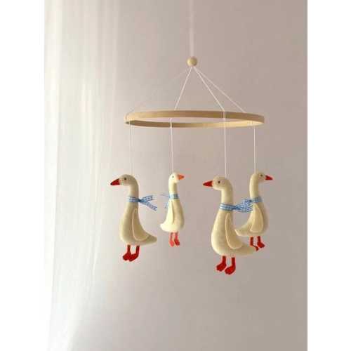 Handmade Cheerful Mobile Crib Swans Duck Goose Baby Room Accessory Mobile Nursery Felt Rabbit Sky Baby Mobile Hanging Star Neutral Mobile