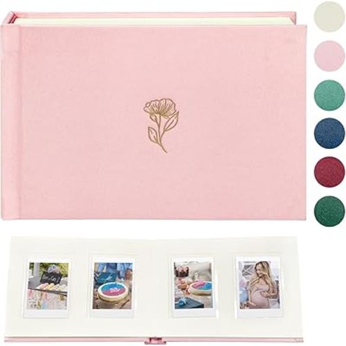 3 Inch Hardcover Mini Photo Album, 52 Pockets with Extra Wide Writing Space for Fujifilm Instax Mini, Evo Liplay Instant Camera, Polaroid Camera, HP Sprocket, K-pop Photo Cards (Pink)