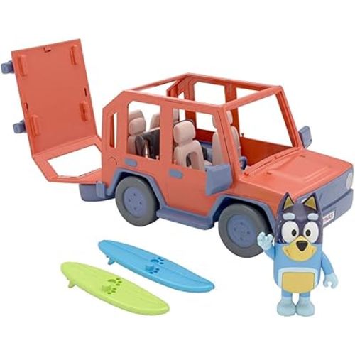 Bluey, 4WD Family Vehicle, with 1 Figure and 2 Surfboards | Customizable Car - Adventure Time | for Ages 3+, Multicolor, 13018