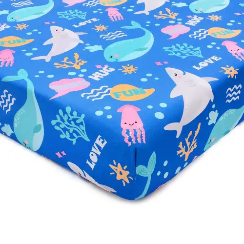 Cloele Ocean Fitted Crib Sheet for Boys Girls 1 Pack Shark Baby Nursery Bed Sheet for Standard Crib and Toddler Mattresses - Whale Crib Mattress Sheet Infant Toddler Sheet