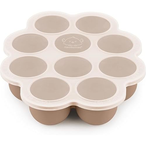 KeaBabies Silicone Baby Food Freezer Tray with Clip-on Lid, 2oz x 10 Pods Baby Food Freezer Molds, Breast Milk Freezer Tray, Dishwasher, Microwave, BPA-Free Baby Food Storage Tray(Chai Latte)