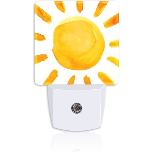 Night Light,Boho Watercolor Sun Plug-in Night Light Auto Dusk-to-Dawn Sensor Energy Efficient LED Lamp for Room Decor,Hallway,Kitchen,Bathroom,Nursery,Stairs