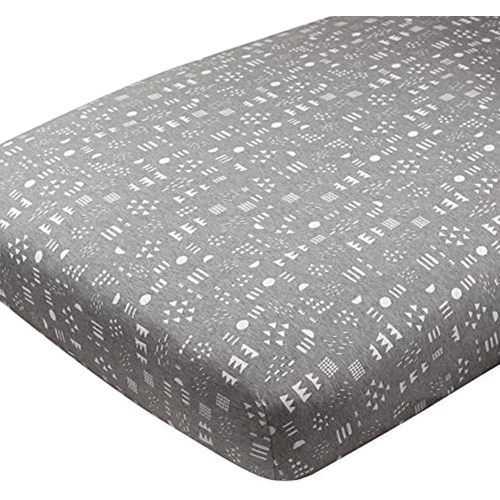 HonestBaby Organic Cotton Fitted Crib Sheet, Pattern Play Gray Heather, One Size
