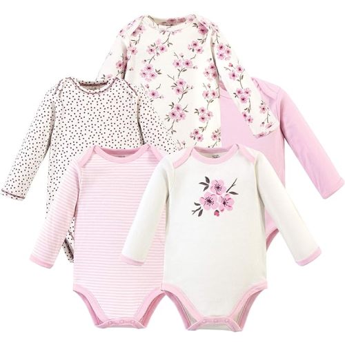 Touched by Nature Organic Cotton Long-sleeve Bodysuits - Cherry Blossom