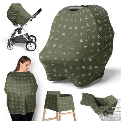 Sweet Jojo Designs Boy, Girl, Unisex/Gender Neutral 5-in-1 Multi Use Baby Nursing Cover Jungle Green and White