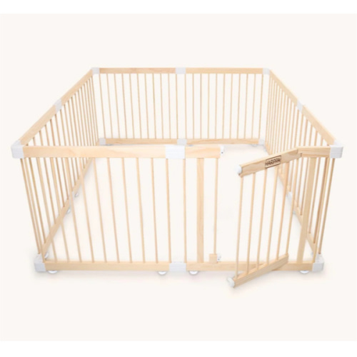 HARPPA Baby Gate Playpen, DIY Foldable Wooden Play Gate, Non-Toxic Foldable Wooden Play Yard for Babies & Toddlers, Adjustable DIY Baby Fence, Large & Small Safe Play Area, Easy-Assembly Natural Finish Indoor Playpen, DIY Playpen Foldable Wooden Playpen,