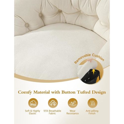 Upgraded Nursery Rocking Chairs, Modern Oversized Saucer Chairs with Fluffy Cushions & Metal Frames, Big Comfy Reading Chairs for Adults, Suitable for Bedroom, Living Room, Apartment, Patio - Beige