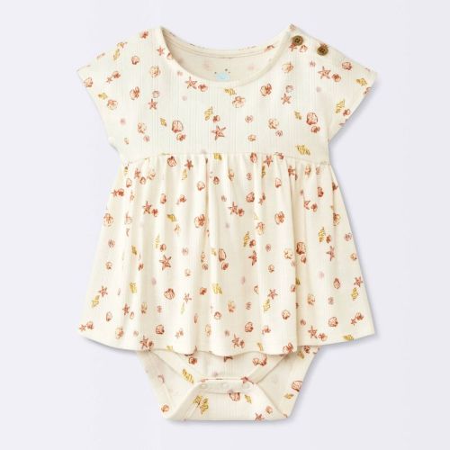 Baby Girls' Costal Ribbed Romper - Cloud Island™ White