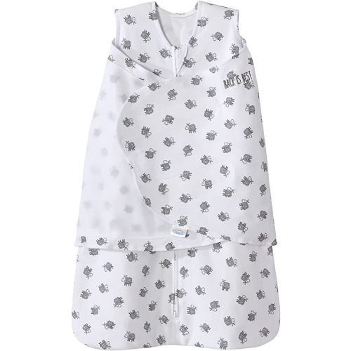 HALO 100% Cotton Sleepsack Swaddle, 3-Way Adjustable Wearable Blanket, TOG 1.5, Lamb Scribble White, Small, 3-6 Months
