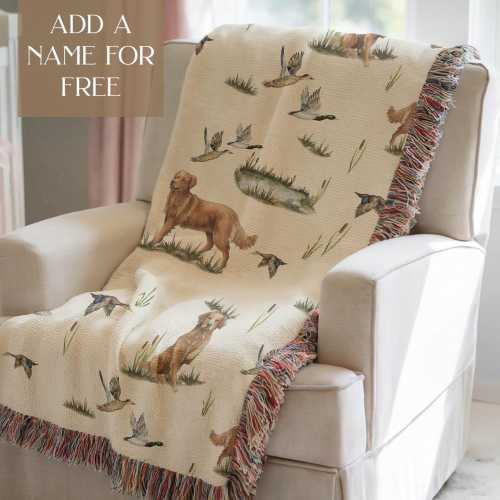 Personalized Coming Home Blanket Baby Boy Gift Golden Retriever Baby Blanket Dog Nursery Boy Mallard Baby Shower Gift Custom Name Blanket